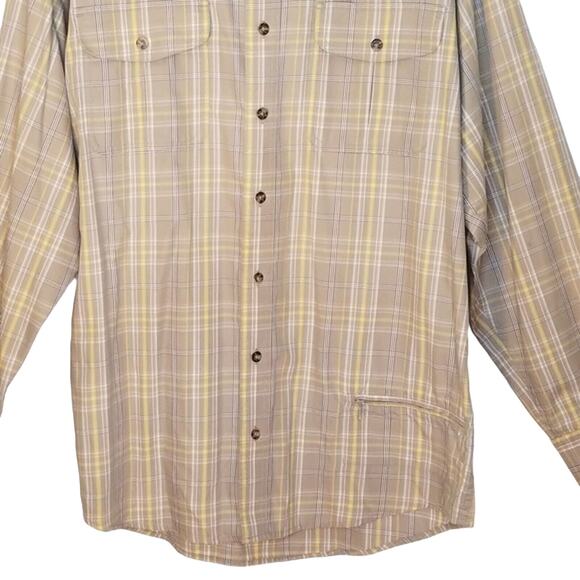 Cabela's Angler Tan Plaid Button Down 100% Cotton Shirt Men's Size Large Tall - Picture 4 of 11